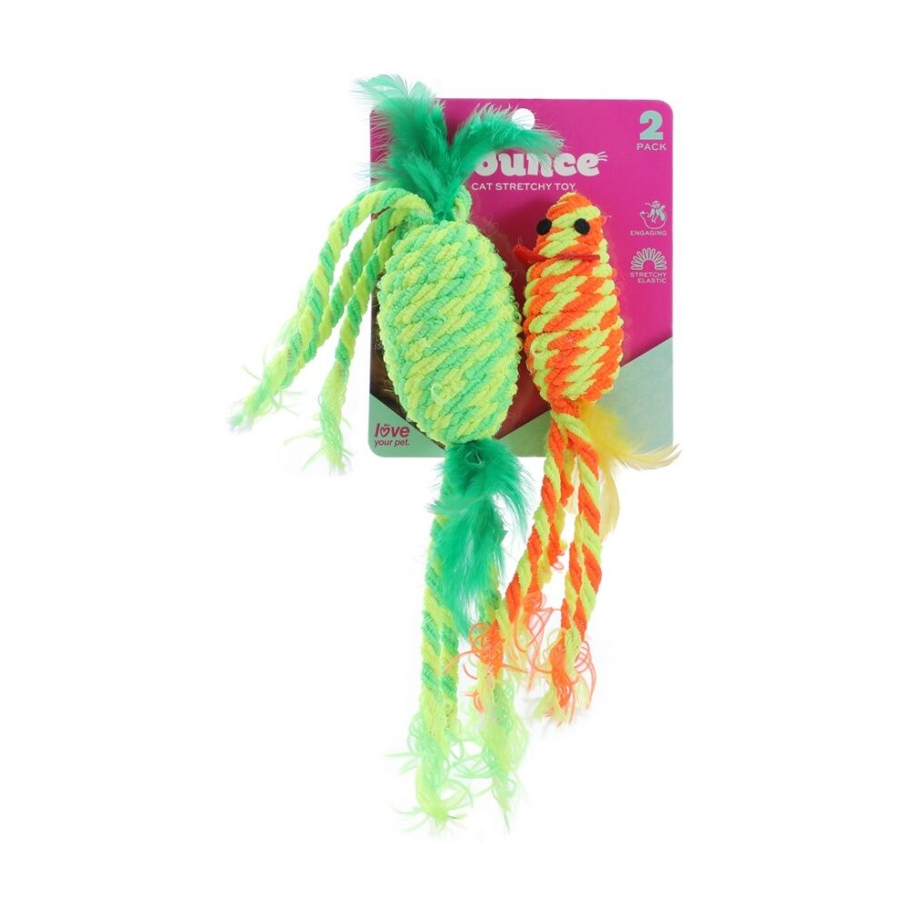 Paws and Claws Stretchy Interactive Cat Pounce/Batting Play Toy Set Assorted (2 Pieces)
