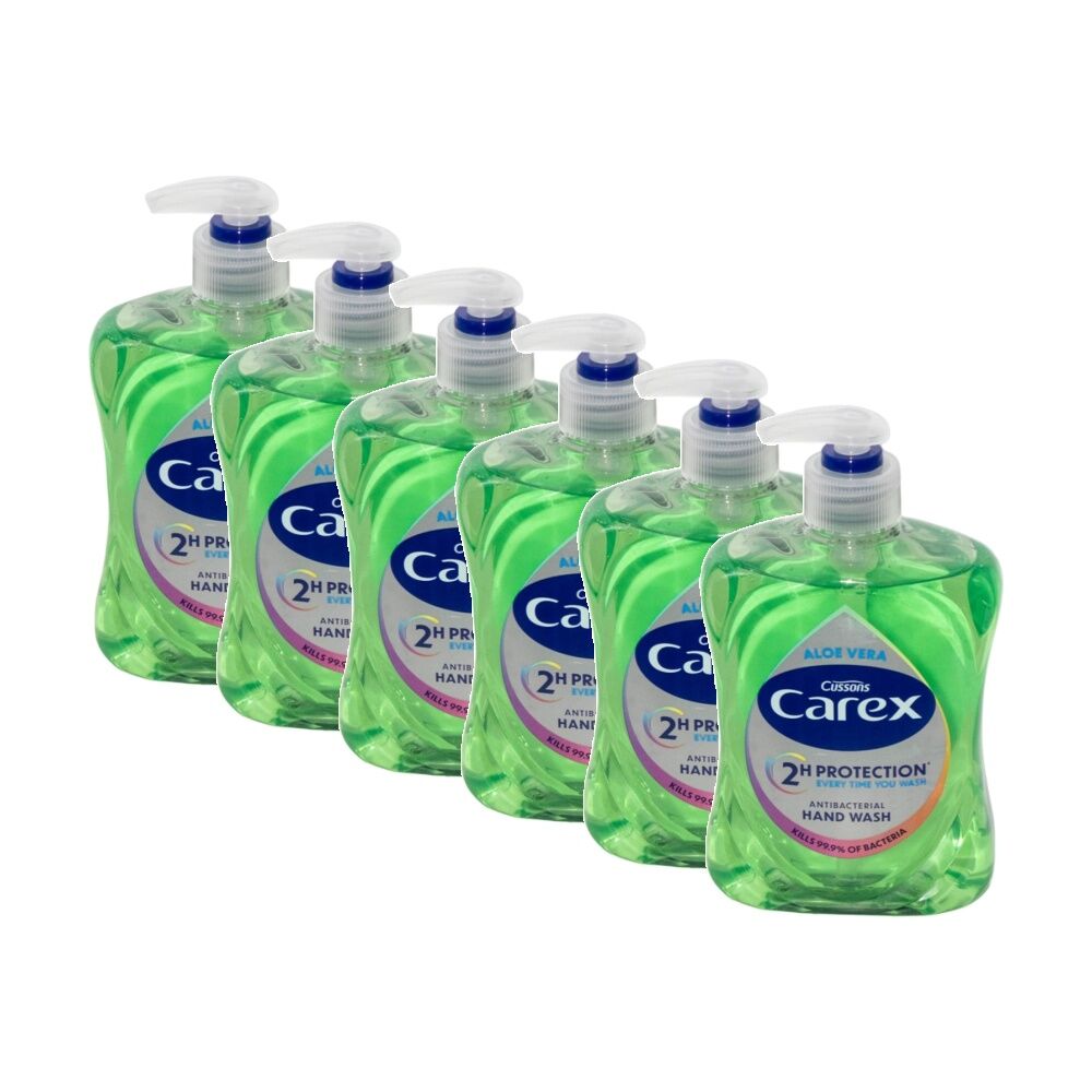 Carex 2h Protection Antibacterial Liquid Hand Wash Aloe Vera 500ml (6 Pack)