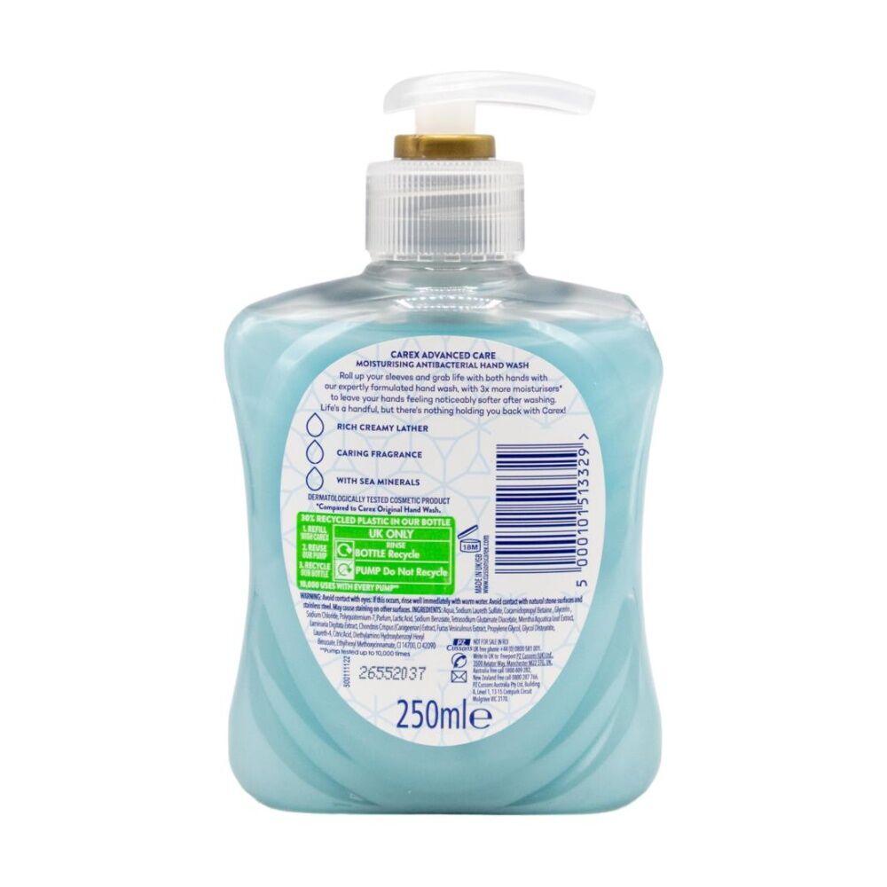 Carex Hand Wash Antibacterial Advanced Care Sea Minerals Pump Bottle 250mL (24 Pack) — image 3