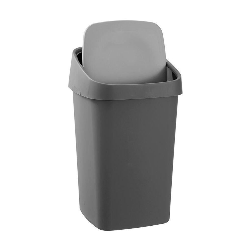 Boxsweden Edge Swing Easy Clean Rubbish Bin w/ No Drip Rim Char Square 40L (4 Pack) — image 3
