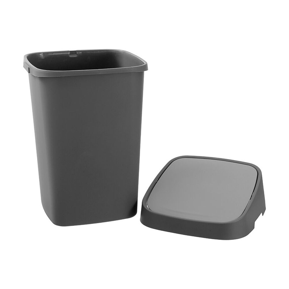 Boxsweden Edge Swing Easy Clean Rubbish Bin w/ No Drip Rim Char Square 40L (4 Pack) — image 6