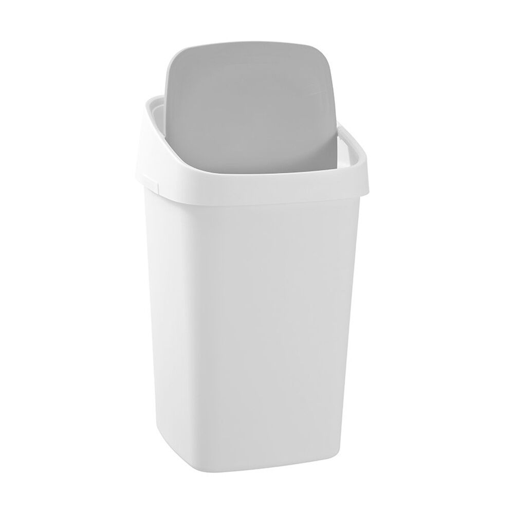 Boxsweden Edge Swing Easy Clean Rubbish Bin w/ No Drip Rim White Square 40L (4 Pack) — image 3