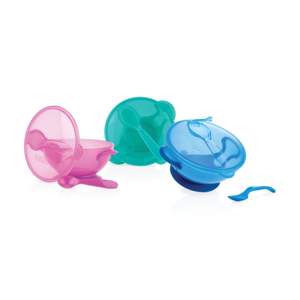 Nuby Assorted Kids/Toddler Food Suction Bowl w/ Spoon & Lid Spill-Proof Base — image 2