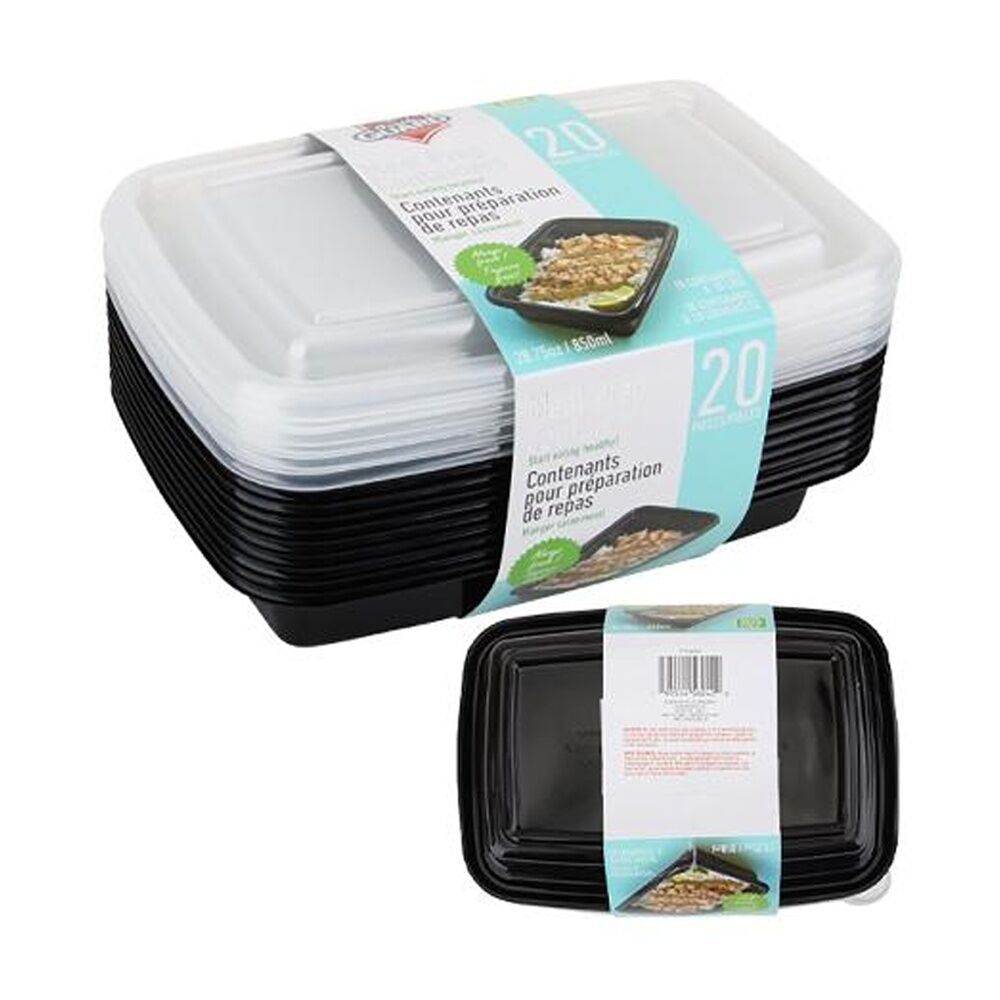 Fresh Guard 20pc Fresh Guard Plastic Bento Style Containers w/ 2 Sections 750mL (8 Pack) — image 3