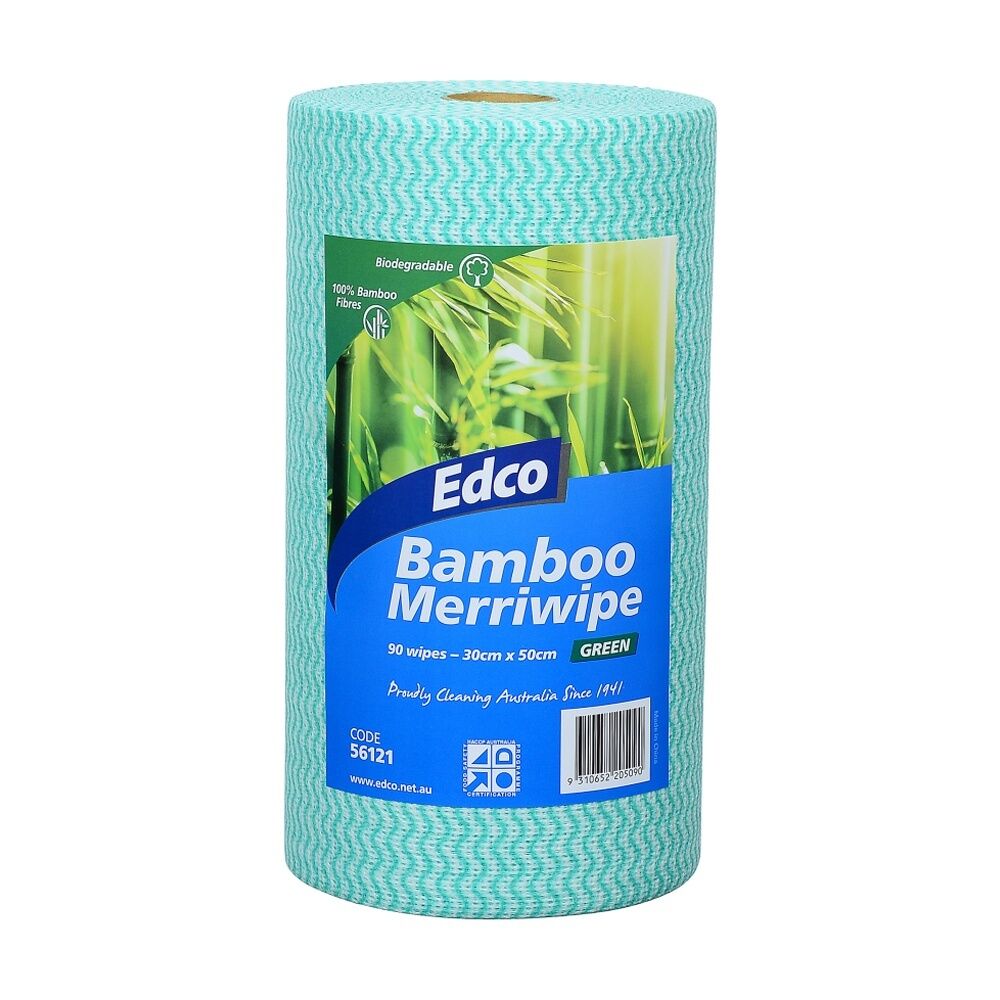 Edco 90pc Edco Bamboo Merriwipe Cloth Reusable Surface Cleaning Rolls Green (2 Pack) — image 2
