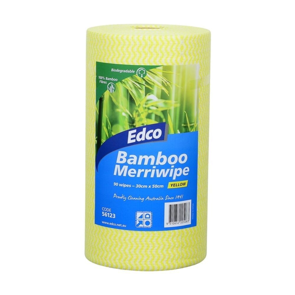 Edco 90pc Edco Bamboo Merriwipe Cloth Reusable Surface Cleaning Rolls Yellow (2 Pack) — image 2