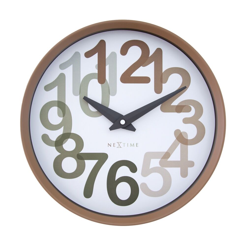 Nextime Big Number Wall Clock Silent Analogue Home Decor Toffee 30cm NeXtime