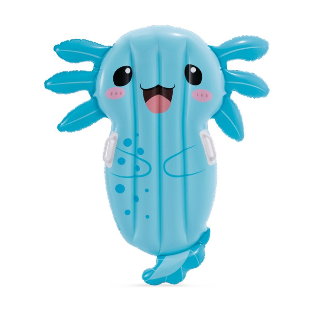 Intex Axolotl Float Inflatable - Age 3 Plus - 1.09m x 94cm x 14cm - 2 Heavy-Duty Handles - Blue PVC Pool Floatable Toy for Kids Up to 40kg Weight