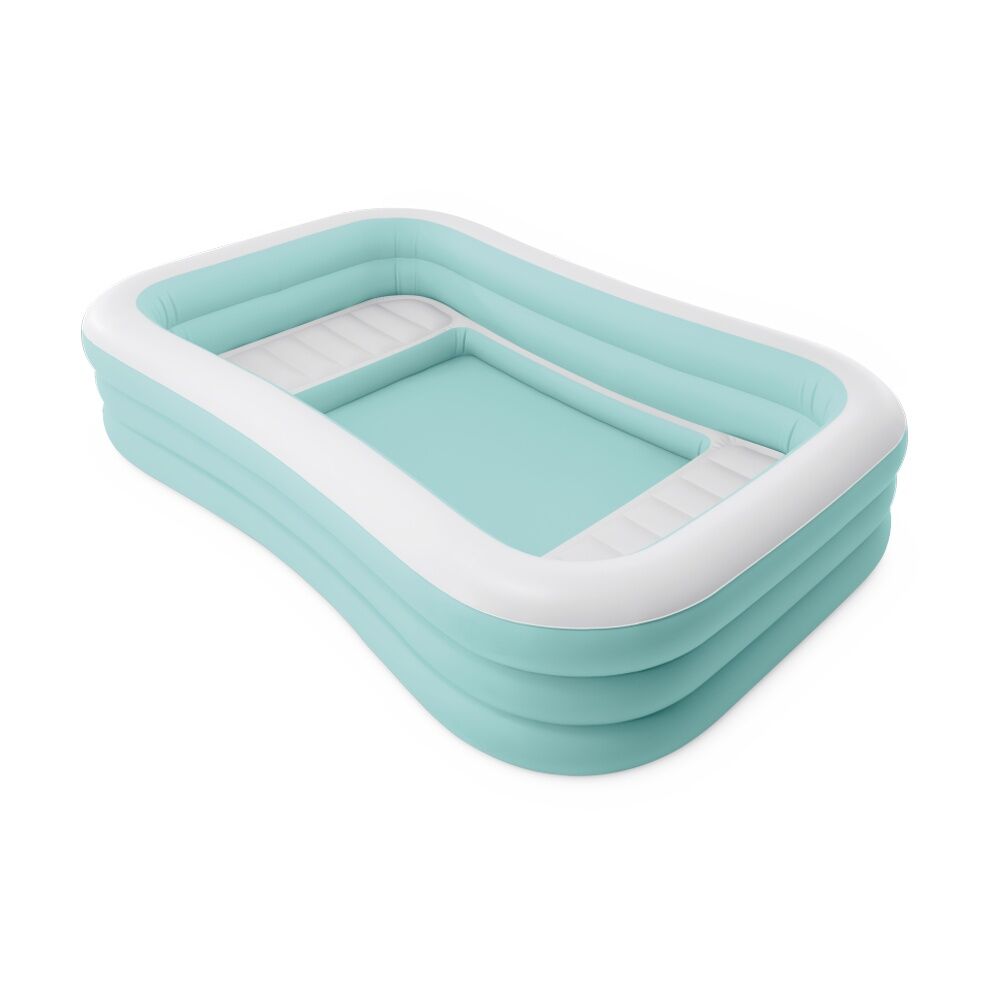 Intex Swim Center Family Lounge Inflatable Pool - Built-In Cushioned Seating - Age 6 Plus - 2.64m x 1.65m x 56cm - Cyan PVC 100 Percent Inflatable
