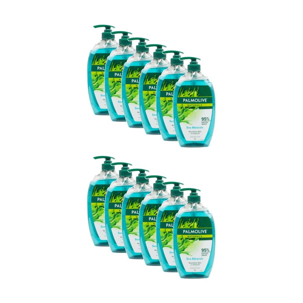 Palmolive Vegan Naturals Body Wash 1L Vitamin E Sea Minerals (12 Pack)