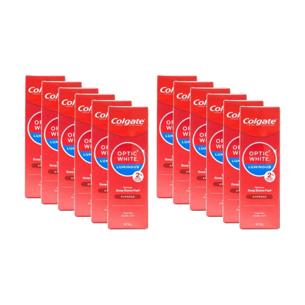 Colgate Optic White Luminous Express Brightening Toothpaste 85g Fresh Mint (12 Pack)