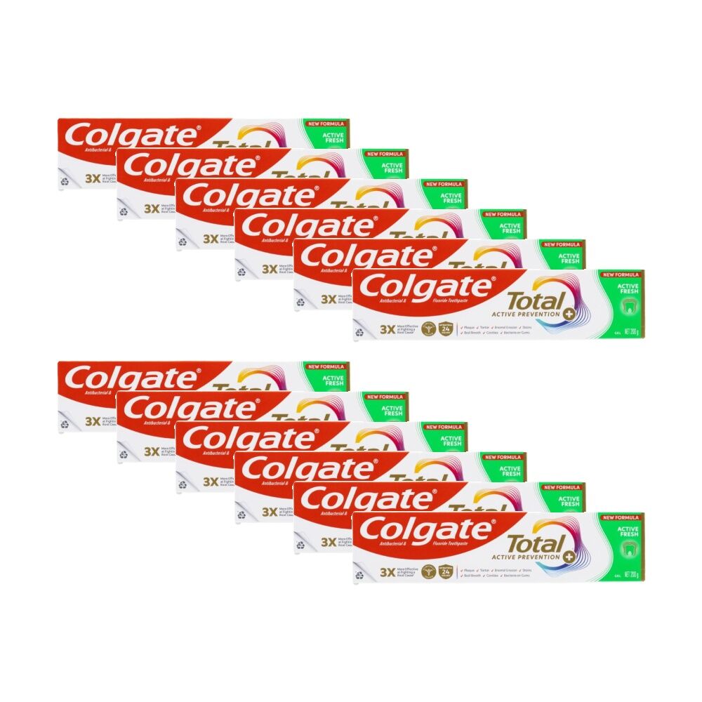 Colgate Total Active Prevention Fluoride Oral Toothpaste 200g Fresh (12 Pack)