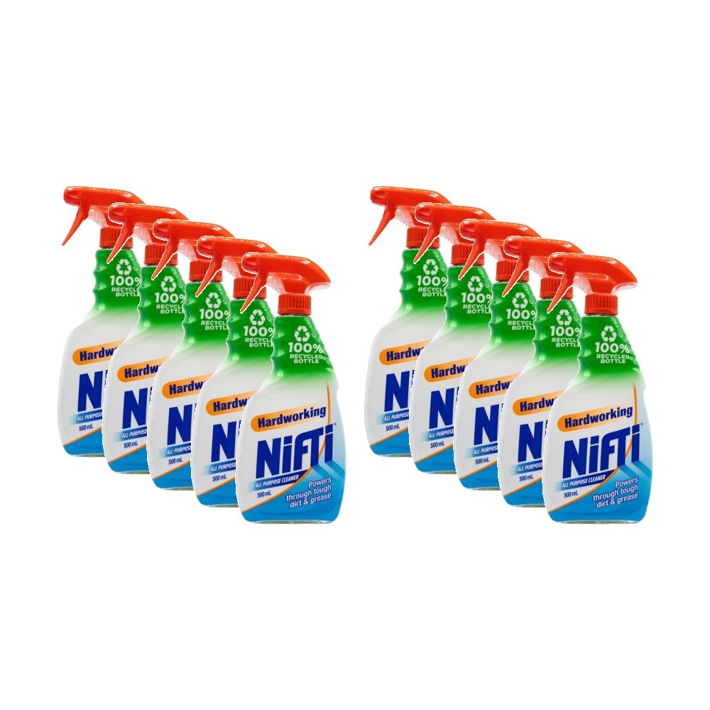 Nifti Hardowrking All Purpose & Multi-Surface Cleaner Spray 500mL (10 Pack)