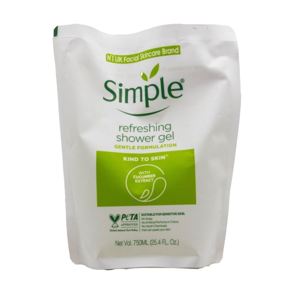 Simple Refreshing Shower Gel w/ Cucumber Extract For Sensitive Skin 750mL (12 Pack) — image 2