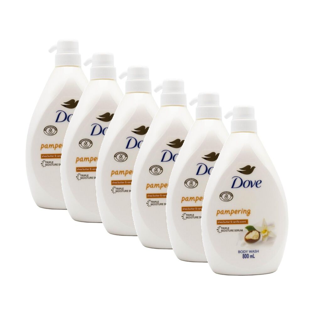 Dove Pampering Body Wash w/ Shea Butter And Vanilla Scent 800ml (6 Pack)