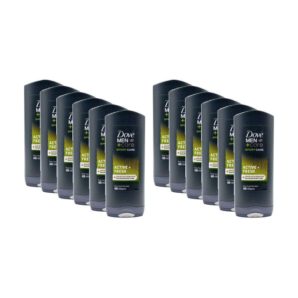 Dove Men +Care Sport-Care Active Fresh Body Face & Hair Wash 400ml (12 Pack)