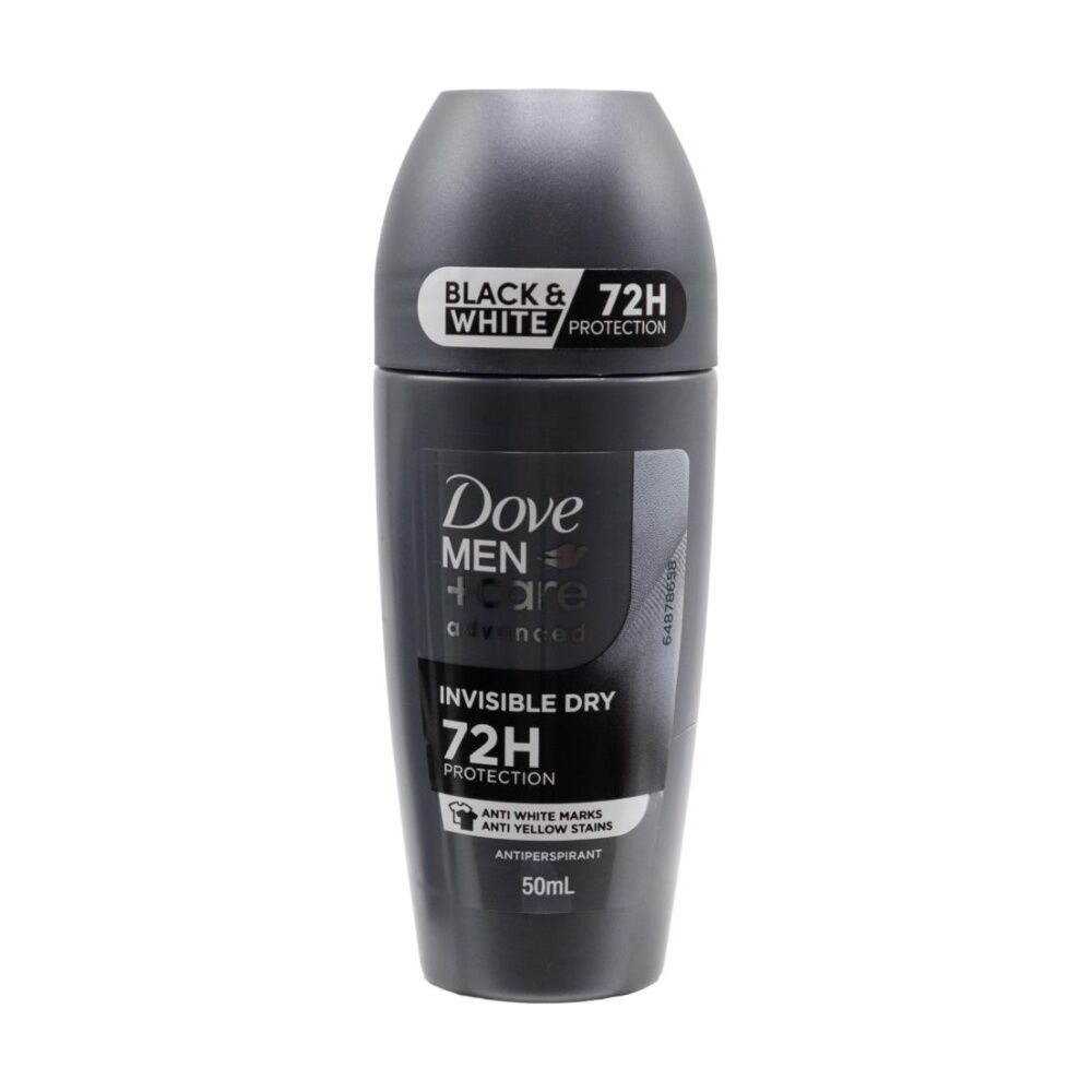 Dove Mens 72H Protection Invisible Dry Roll On Antiperspirant Black & White (6 Pack) — image 2