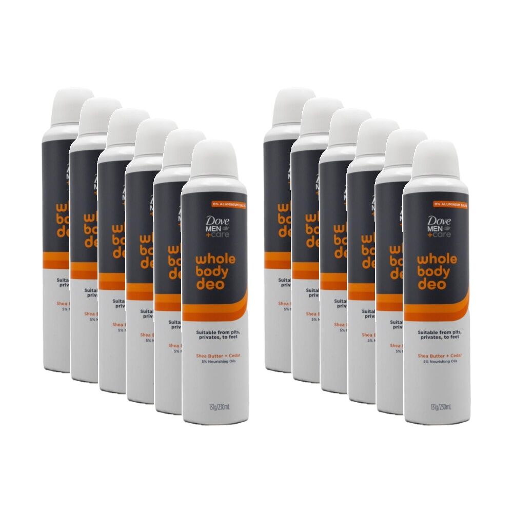 Dove Men Care Deodorant Odour Protection Shea Butter Cedar Scent 230mL (12 Pack)