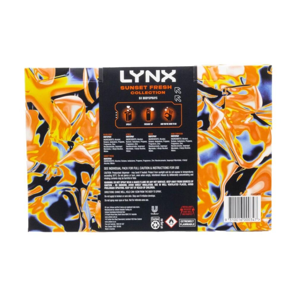 Lynx Body Spray Variety Set 102g-165ml Sunset Fresh Collection (5 Pieces) — image 2