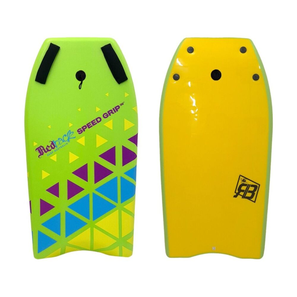 Redback Speed Grip Beach Bodyboard w/ Soft Padded Handles Lime 36in Redback