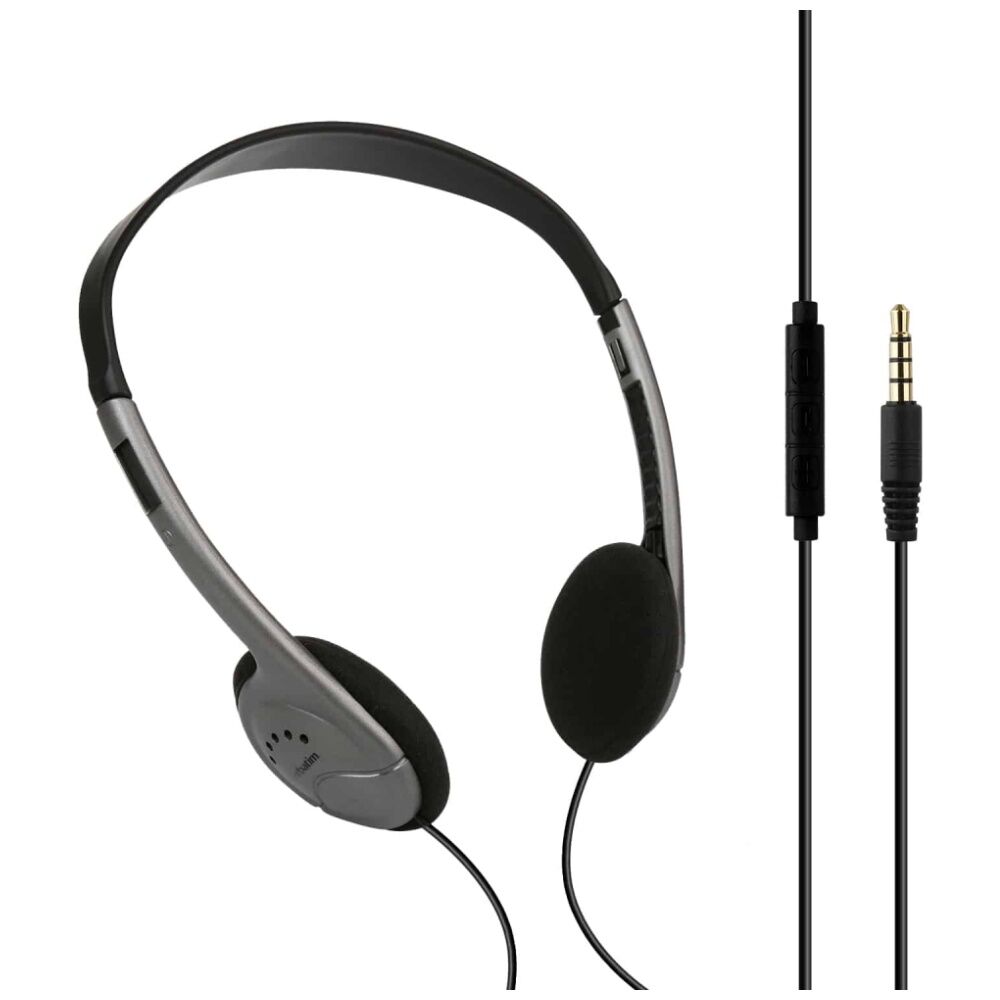 Verbatim Grey Multimedia Over Ear Wired Headset w/ Inline Mic & 3.5mm Jack