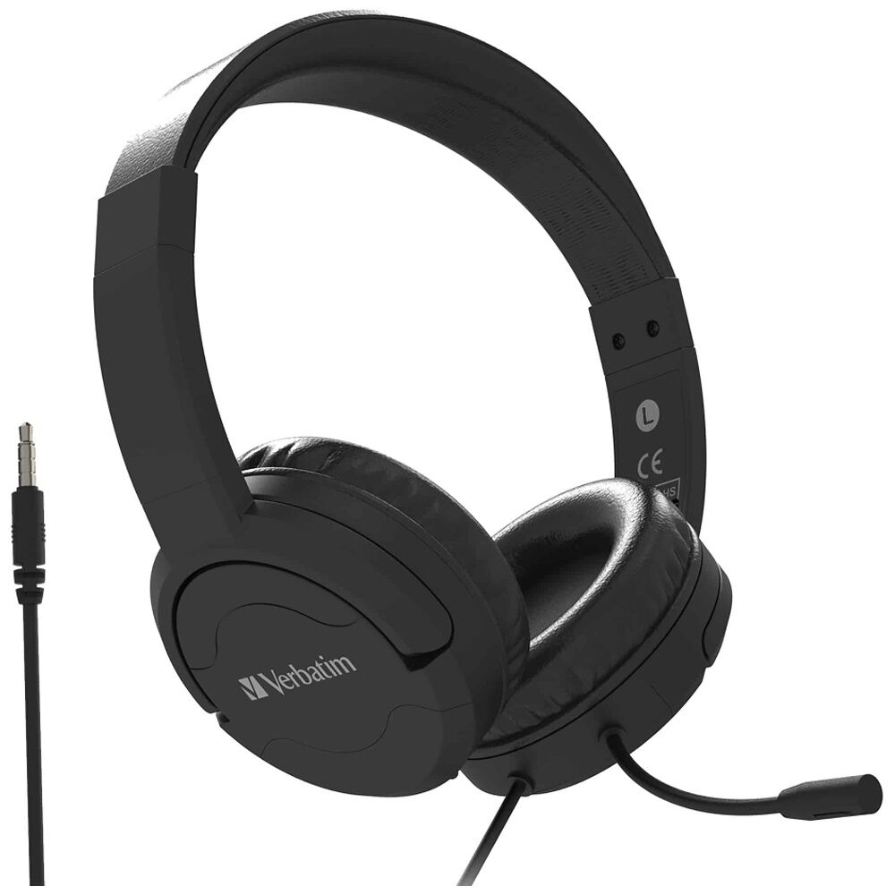 Verbatim 3.5mm Jack TruSound Wired Overear Headset w/ Active Noise Cancellation