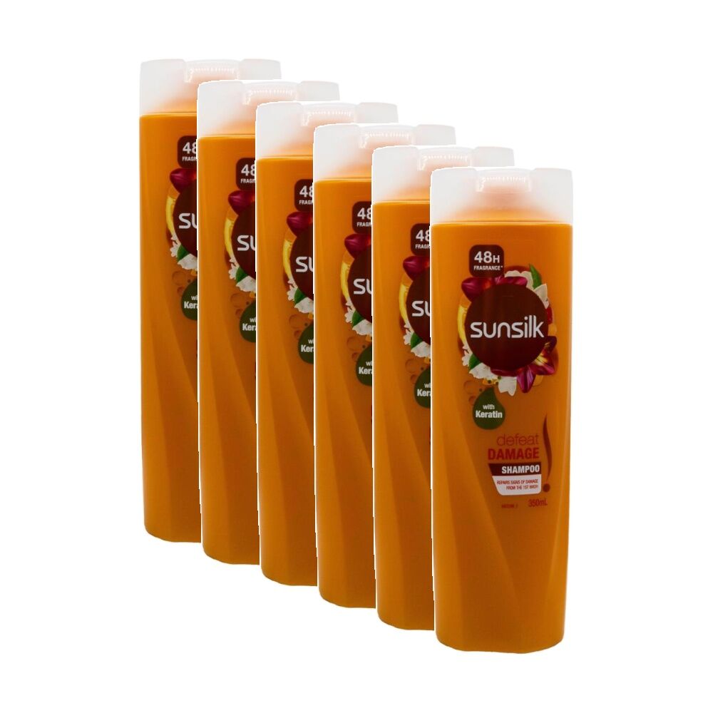 Sunsilk Defeat Damage Keratin & Calcium Repairing Shampoo Bottle 350ml (6 Pack)