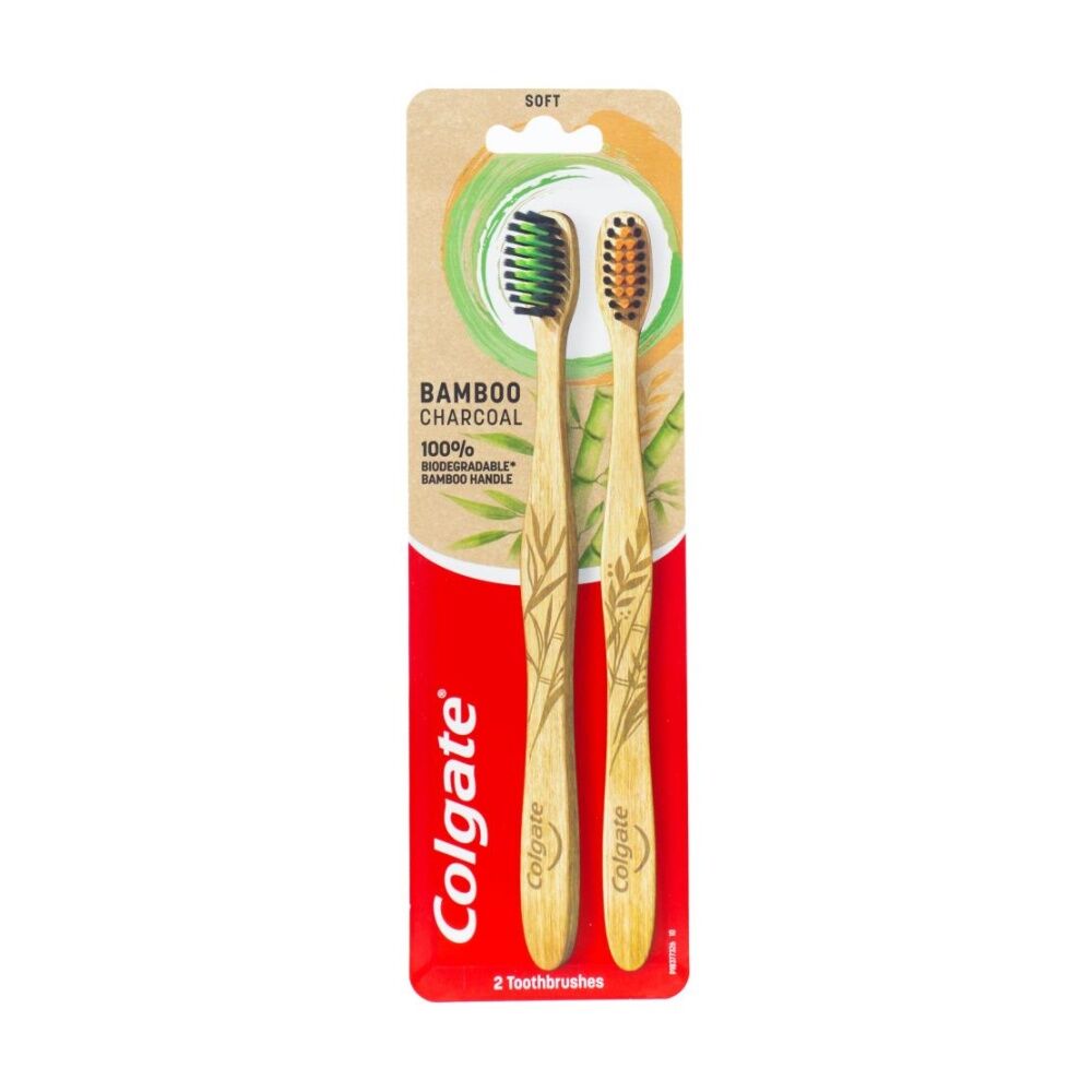 Colgate 2pc Colgate Oral Toothbrush Set w/ Natural Bamboo Charcoal Bristles Soft (24 Pack) — image 2
