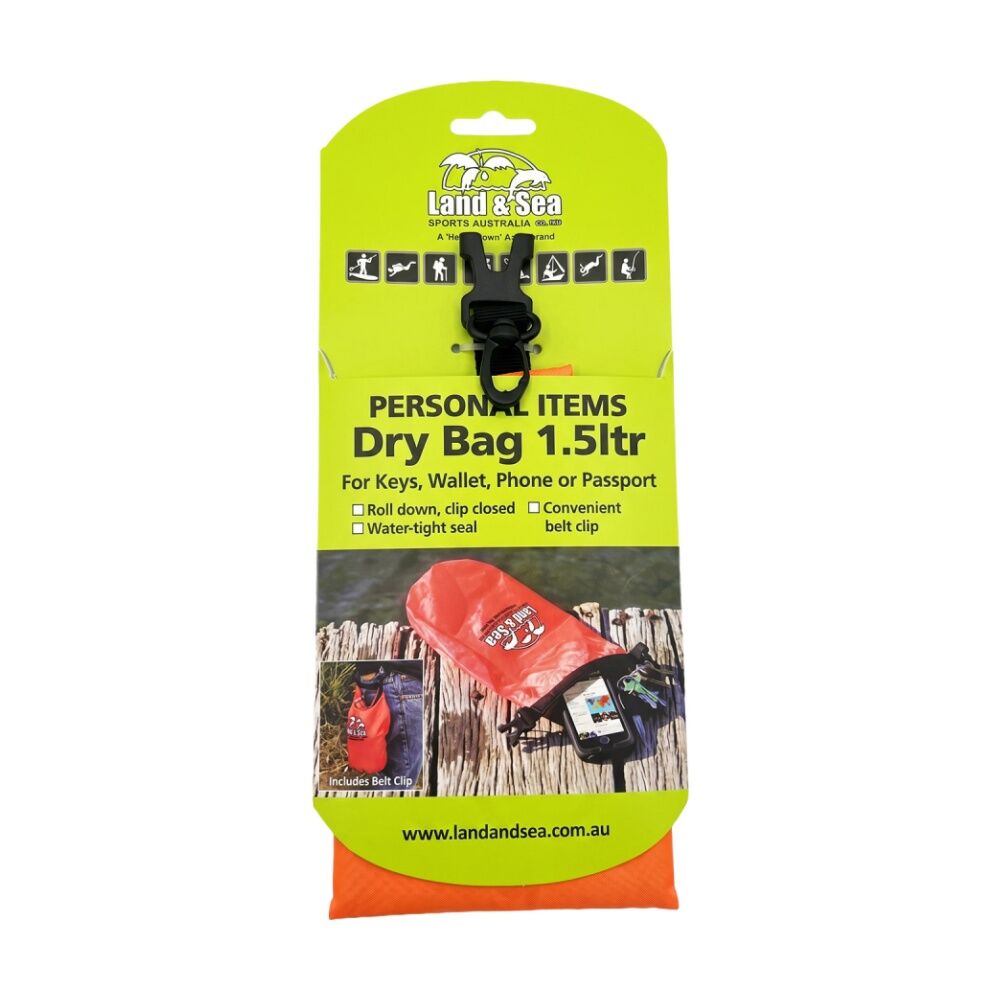 Land & Sea Sports Australia Personal Dry Bag Waterproof Seal 1.5L Orange — image 3