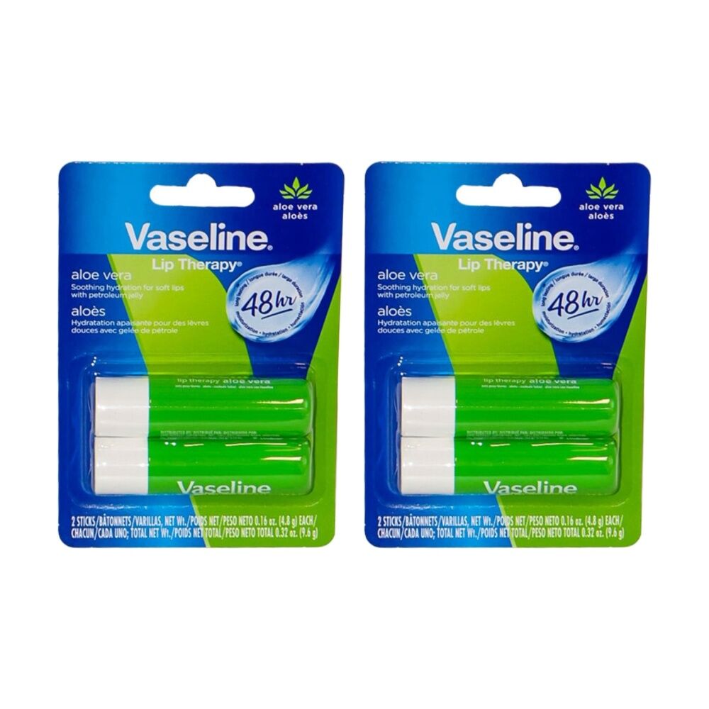 Vaseline 2pc Vaseline Lip Therapy 48HR Aloe Vera Hydration Pack Nourishment 4.8g (2 Pack)