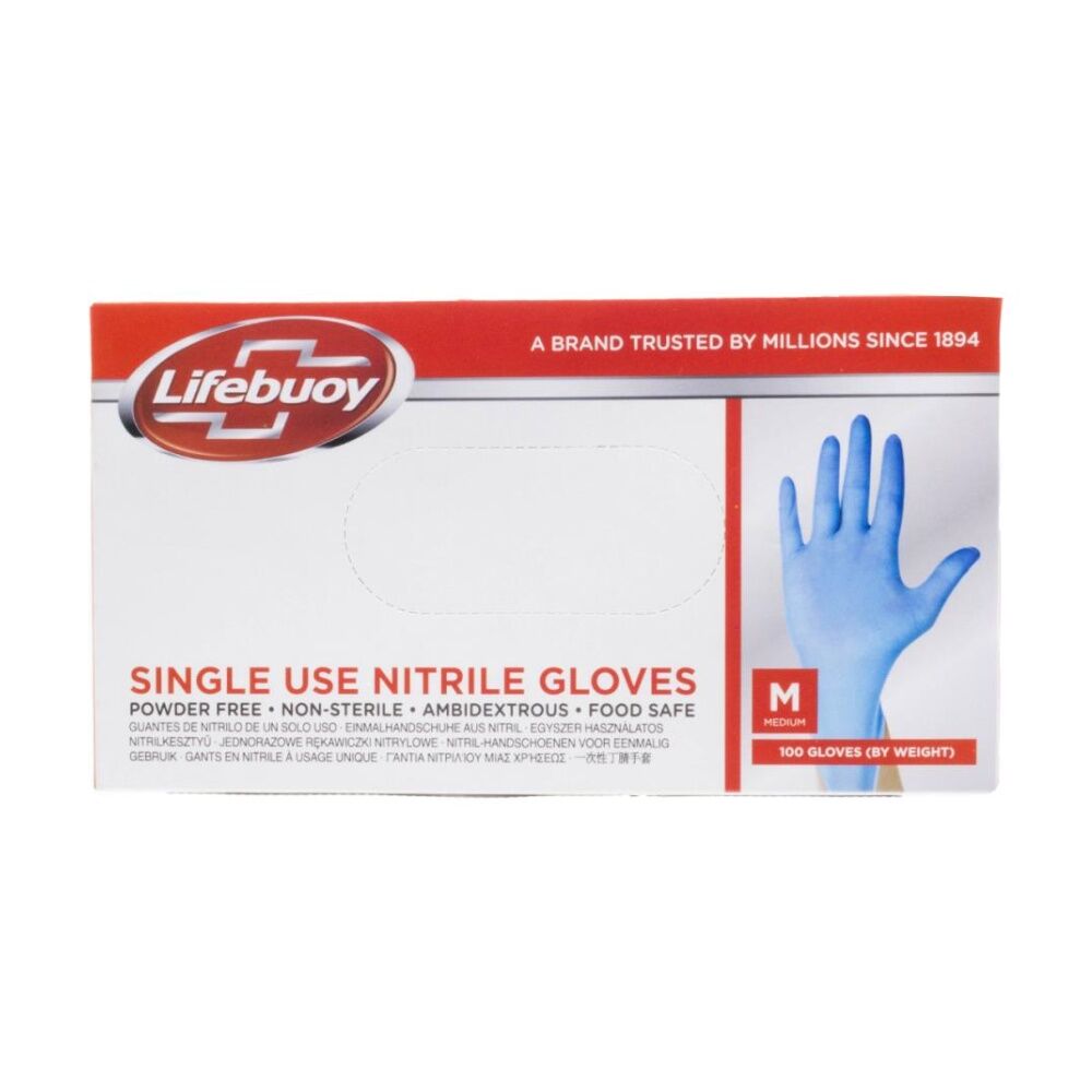 Lifebuoy 100pc Lifebuoy No Powder Single Use Food Safe Nitrile Gloves Medium Blue (5 Pack) — image 2
