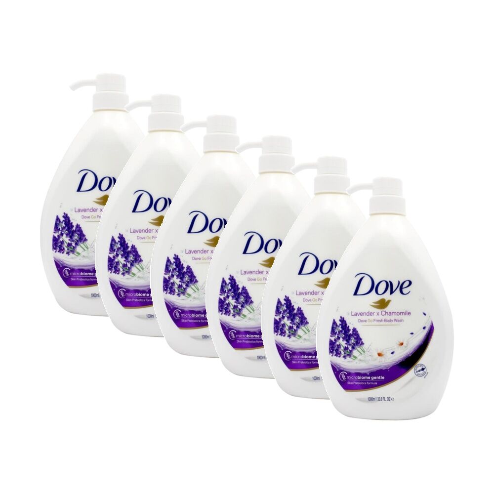 Dove Body Wash Lavender Chamomile Microbiome Gentle Skin Care 1000mL (6 Pack)