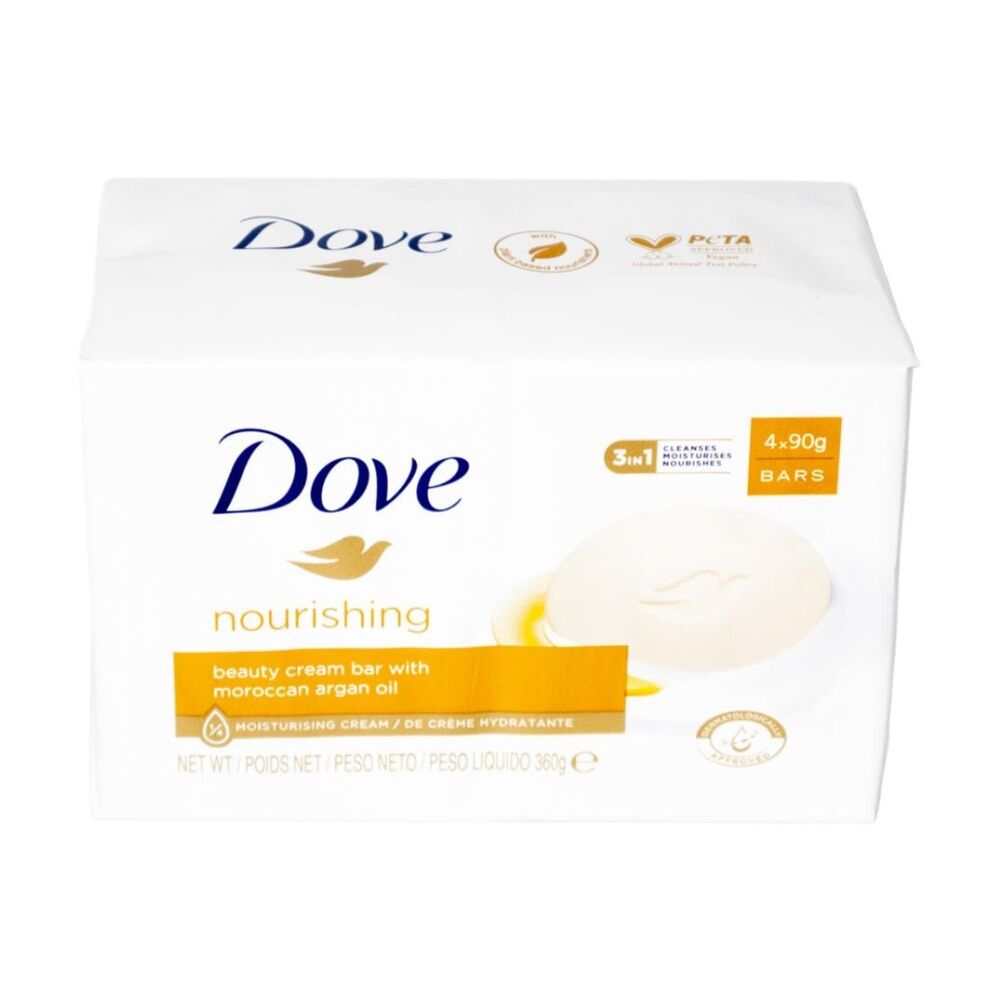 Dove Nourishing Beauty Cream Bar w/ Moroccan Argan Oil 90g (4 Pieces)