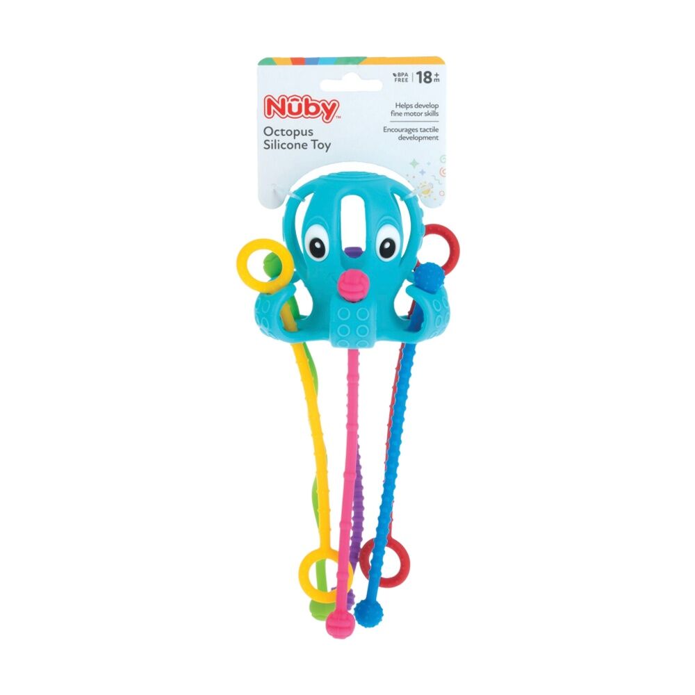 Nuby Multicolour Octopus All Silicone Toy w/ Sensory Texture Tentacles 18m+