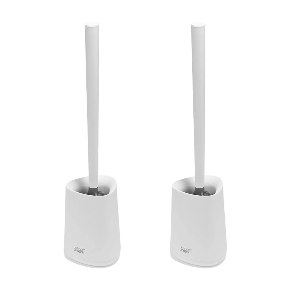 Joseph Joseph Flex 360 Lite Bathroom Toilet Cleaning Brush w/ Holder White (2 Pack)