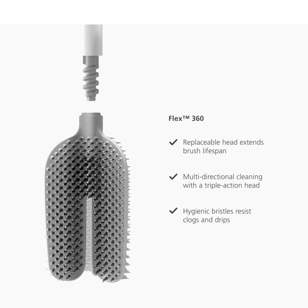 Joseph Joseph Flex 360 Lite Bathroom Toilet Cleaning Brush w/ Holder White (2 Pack) — image 5