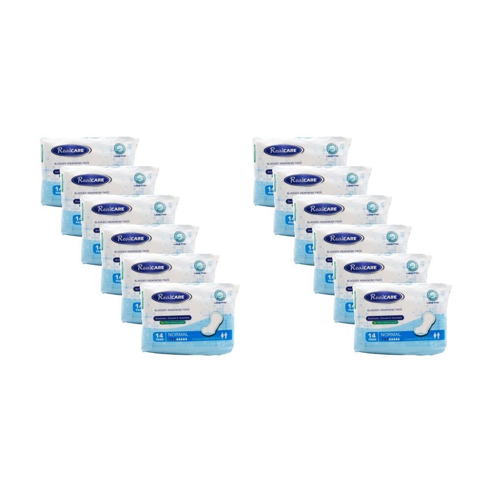 Real Care 14pc Real Care Bladder Weakness Pads Normal Absorbency Level 3 Men Women (12 Pack)