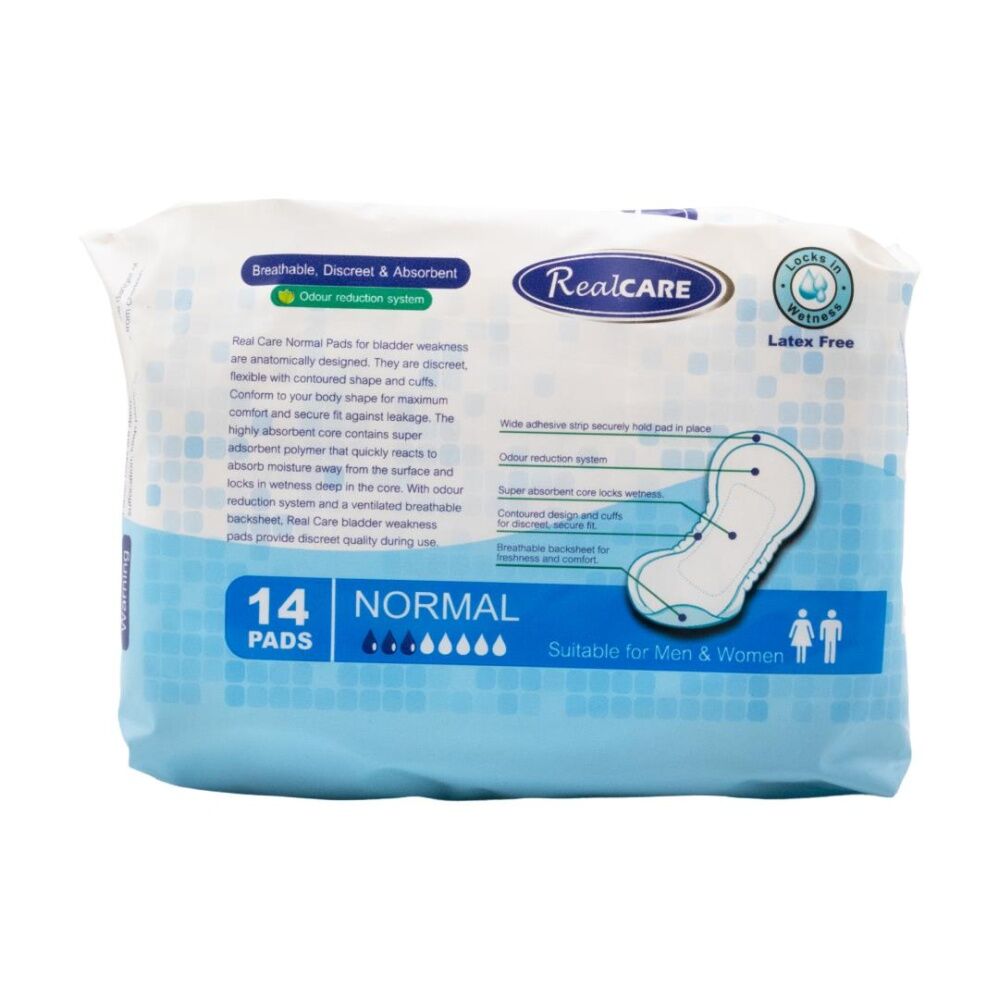 Real Care 14pc Real Care Bladder Weakness Pads Normal Absorbency Level 3 Men Women (12 Pack) — image 3