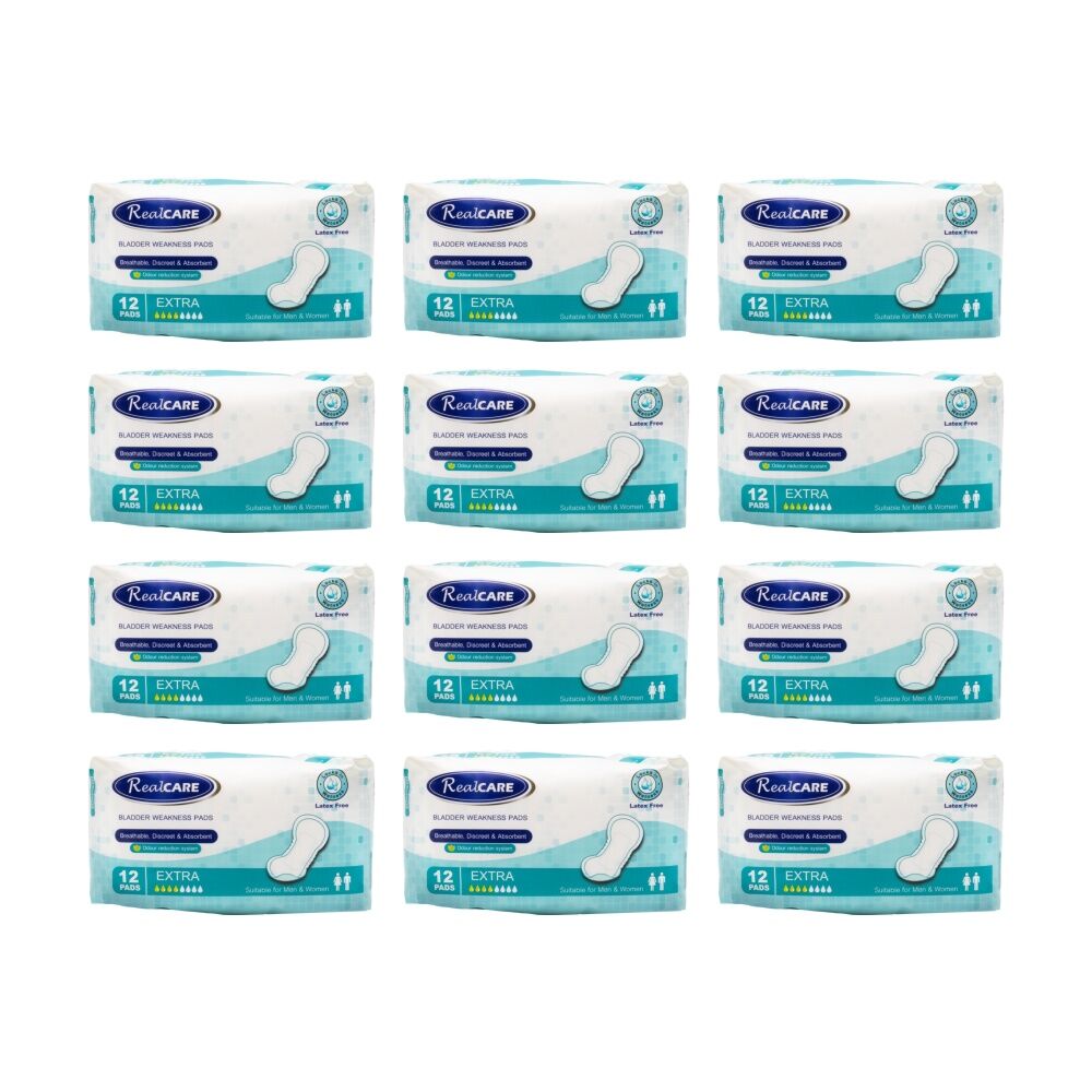 Real Care Bladder Weakness Pads Extra Absorbency 12 Pack Suitable Men Women (12 Pack)