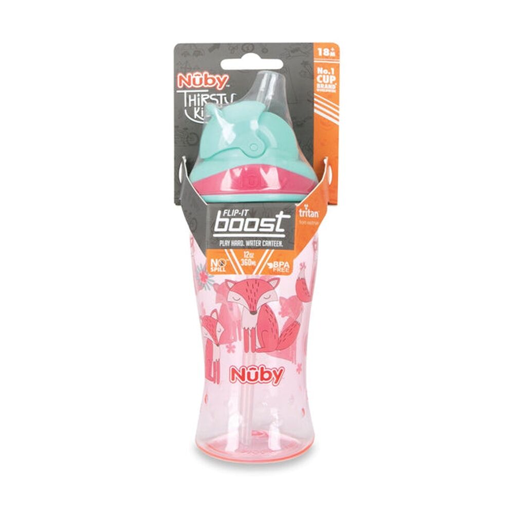 Nuby Tritan Boost Flip It Cup Soft Silicone Straw 360ml Multicolour 12m+ (2 Pack) — image 5