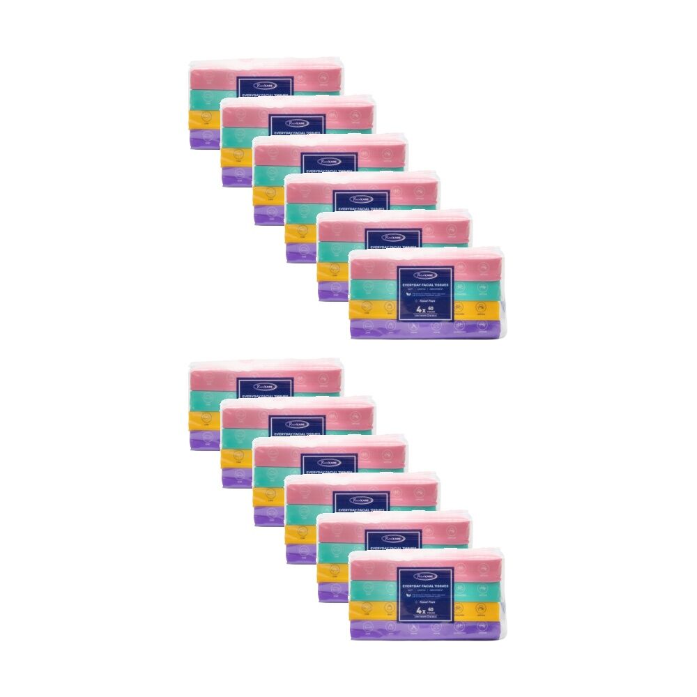 Real Care 4x60pc Real Care Everyday Facial Tissues 2 Ply Soft Gentle Absorbent 16x16cm (12 Pack)