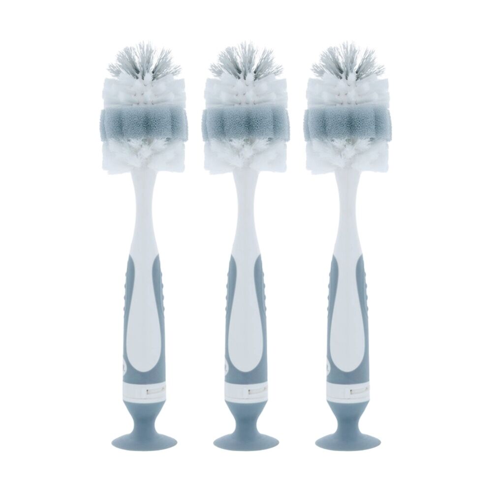 Nuby Baby Bottle & Teat Brush Cleaning Tool Two In One Design Assorted (3 Pack)