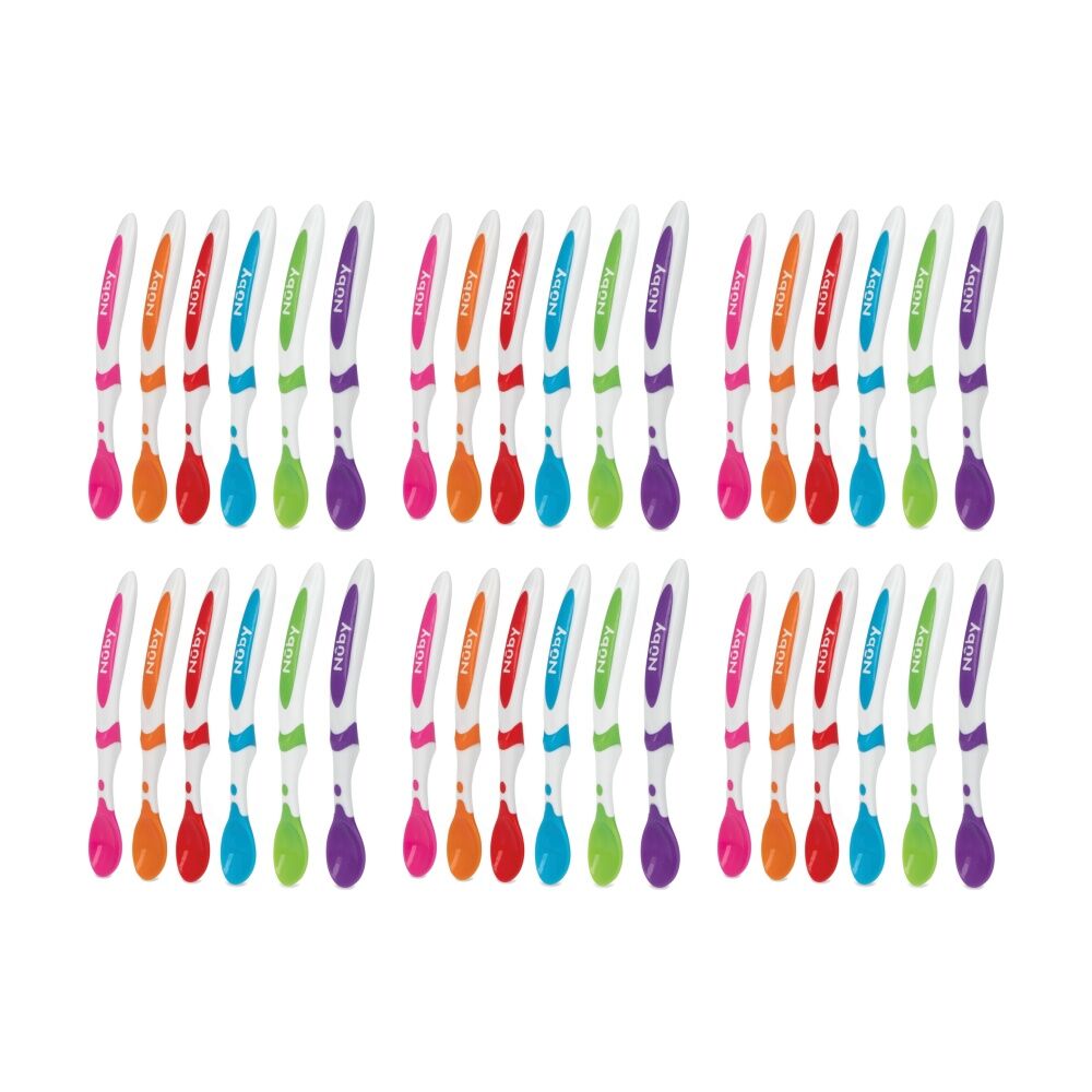Nuby 6pc Nuby Baby/Infant Weaning Spoons Soft Tip Gentle On Gums Multicolour (6 Pack)
