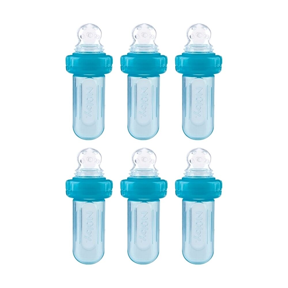 Nuby Ez Squee-Z Feeder Silicone Baby Spoon Feeding Pouch Multicolour 3m+ (6 Pack)