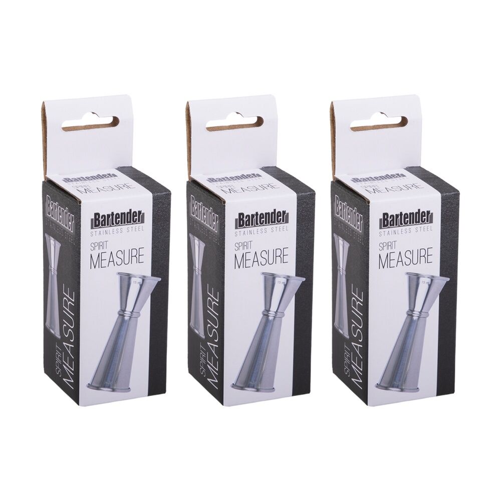 Bartender Stainless Steel Spirit Measure Utensil Half & Full Nip 15ml/30ml (3 Pack)