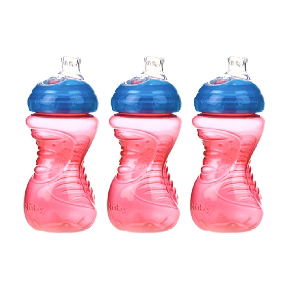 Nuby No Spill Super Spout Gripper Cup Easy Grip 300ml Assorted 6m+ (3 Pack)