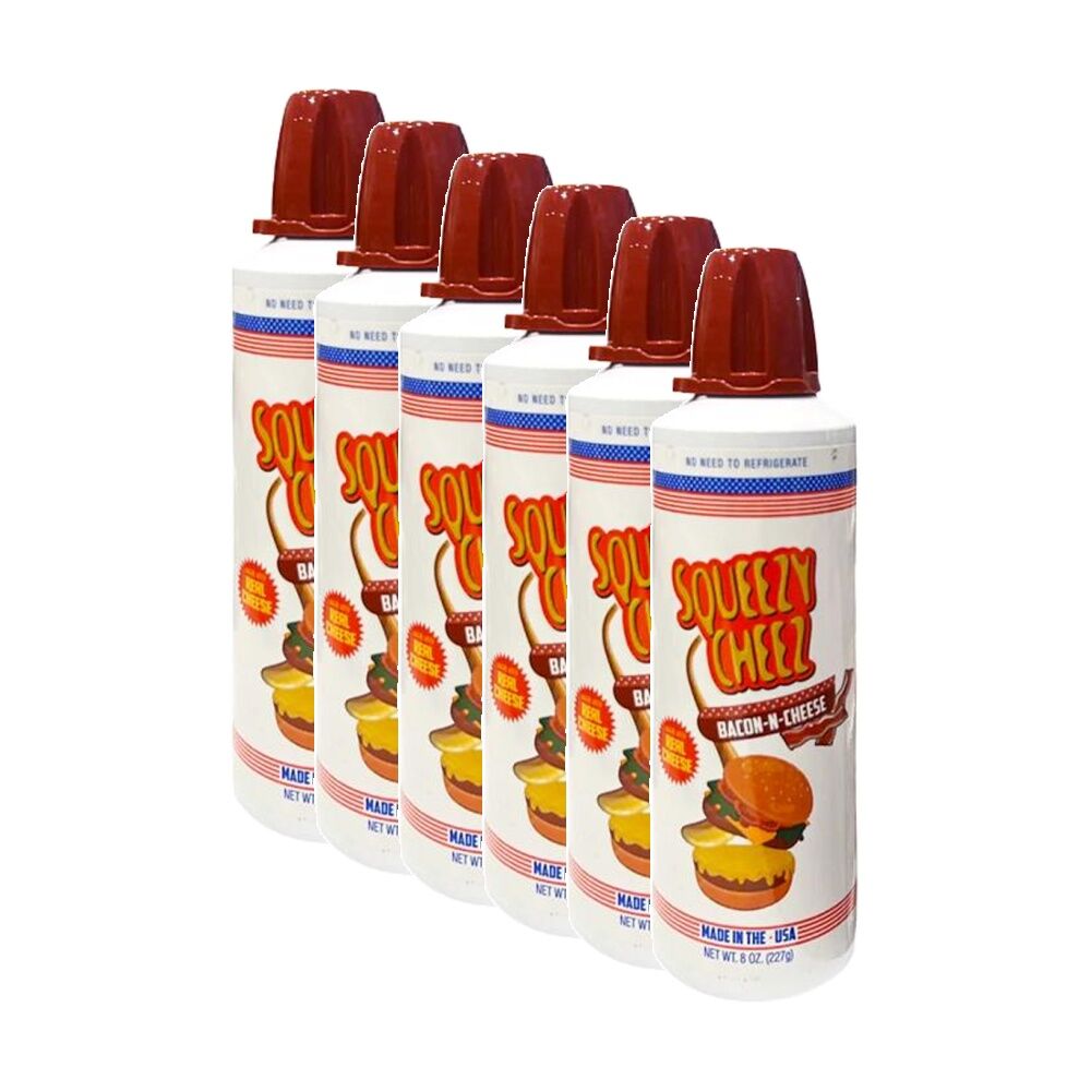 Squeezy Cheez Bacon-N-Cheese In a Can Made w/ Real Cheese 227g (6 Pack)