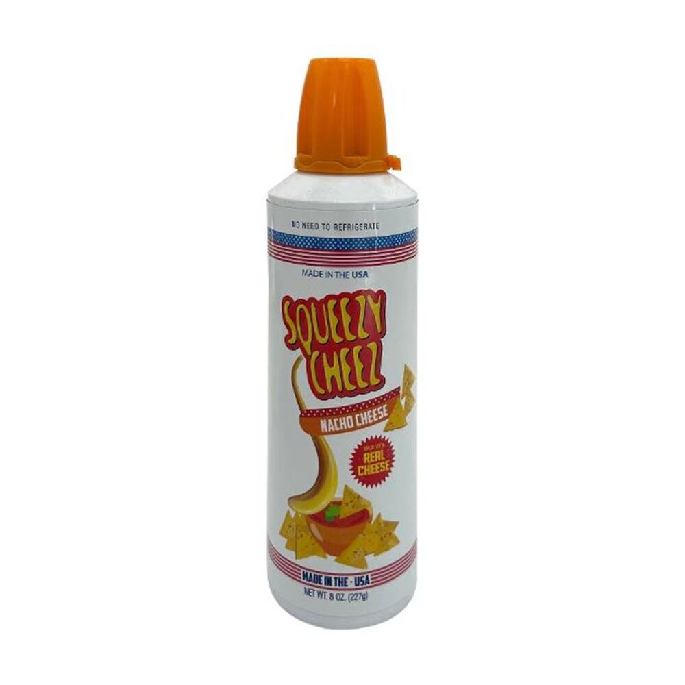 Squeezy Cheez Nachos Cheese 227g - Squeezable Cheese - No Refrigeration Needed - Easy To Use - Made In The USA - Versatile Snack Option - Sealed Can