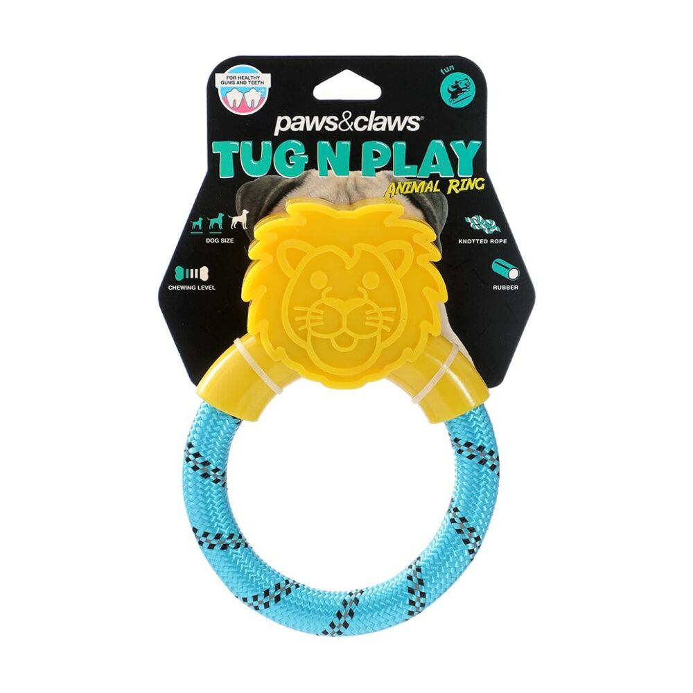 Paws and Claws Assorted TPR Animal Ring Tugger Dog Chew/Tug Toy 16x12cm