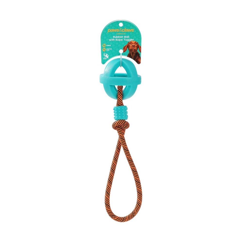 Paws and Claws Pet Dog Toy TPR Ball With Rope Durable Assorted 36x6cm (6 Pack) — image 2